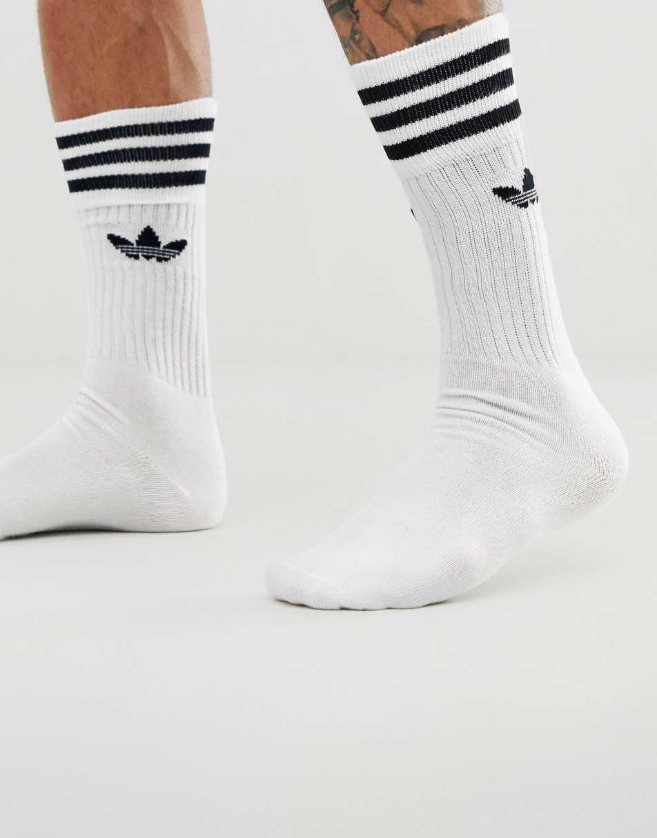 adidas Originals adicolor Trefoil 3 pack crew socks in white