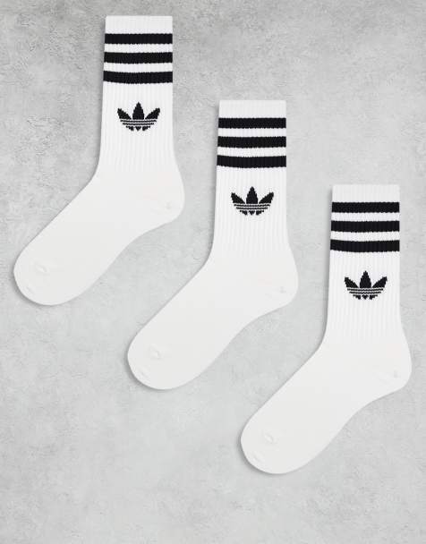 adidas Originals adicolor Trefoil 3 pack crew socks in white - view 1