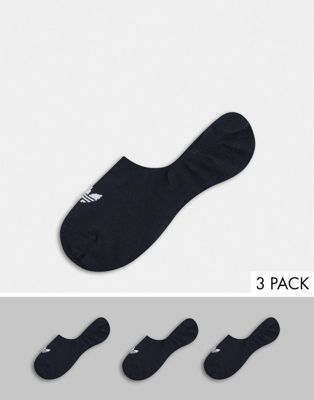 adidas Originals adicolor Trefoil 3 pack no show socks in black - ASOS Price Checker