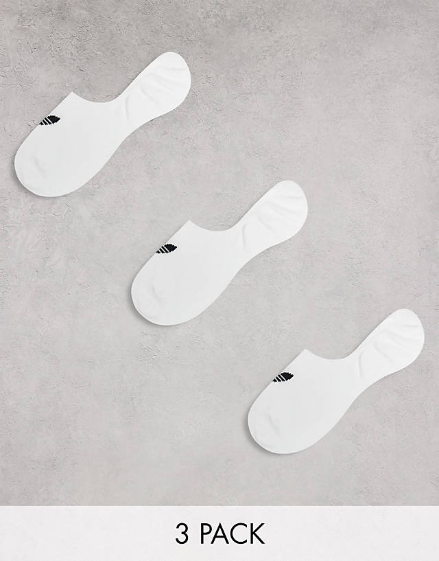 adidas Originals - adicolor trefoil 3 pack no show socks in white