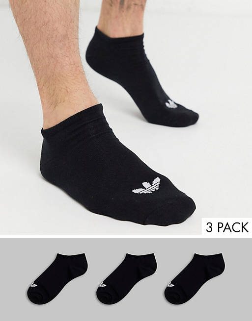adidas Originals adicolor Trefoil 3 pack trainer socks in black