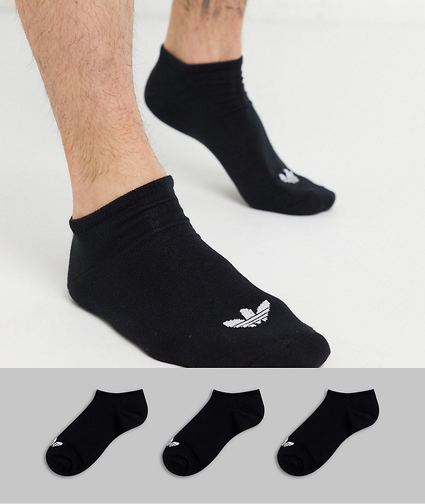 adidas originals adicolor trefoil 3 pack trefoil trainer socks in black