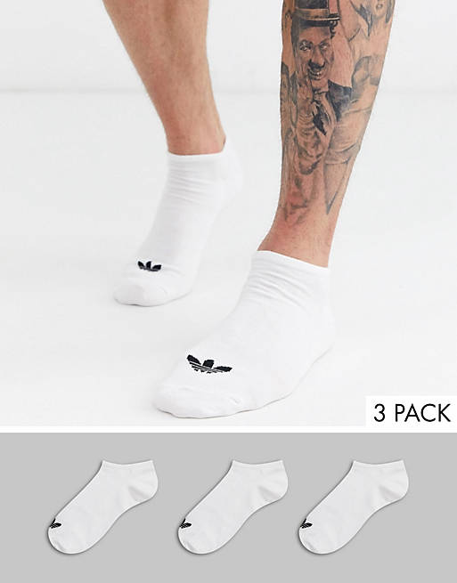 adidas Originals adicolor Trefoil 3 pack trefoil trainer socks in white