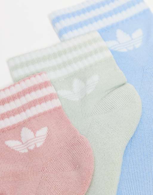 adidas Originals – adicolor Trefoil – 3er-Pack Knöchelsocken in Pastellfarben mit Dreiblatt-Logo, 3 von 3