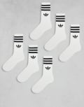 [adidas Originals] adidas Originals adicolor Trefoil 6 pack crew socks in white 42 2/3-44 2/3 white