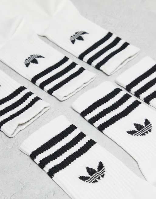 adidas Originals adicolor Trefoil 6 pack crew socks in white