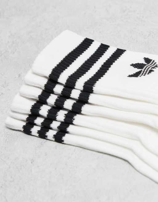 adidas Originals adicolor Trefoil 6 pack crew socks in white