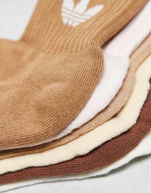 adidas Originals – adicolor Trefoil – 6er-Pack Knöchel-Socken in Brauntönen und Cremeweiß mit Dreiblatt-Logo, 3 von 3