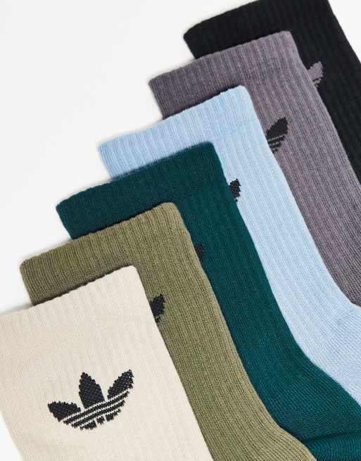 adidas Originals adicolor Trefoil 6er-Pack Socken mit Rundhalsausschnitt in Blau und Grün, 3 von 3
