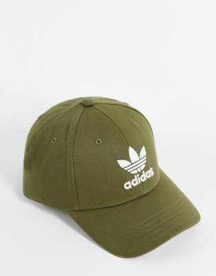 adidas Originals adicolor Trefoil baseball cap in focus olive - ASOS Price Checker