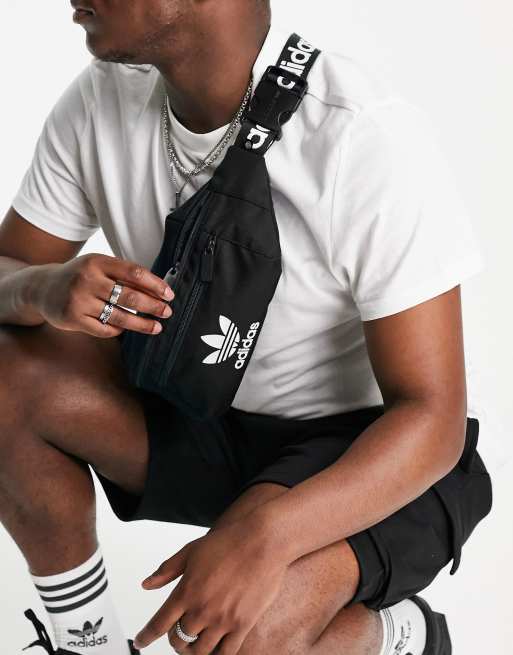 Adidas originals trefoil bumbag in black clearance