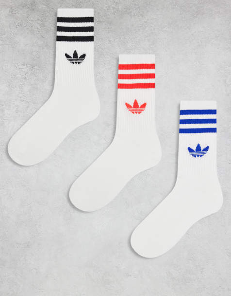 adidas Originals - adicolor Trefoil - Confezione da 3 paia di calzini bianchi con strisce dai colori accesi - view 1