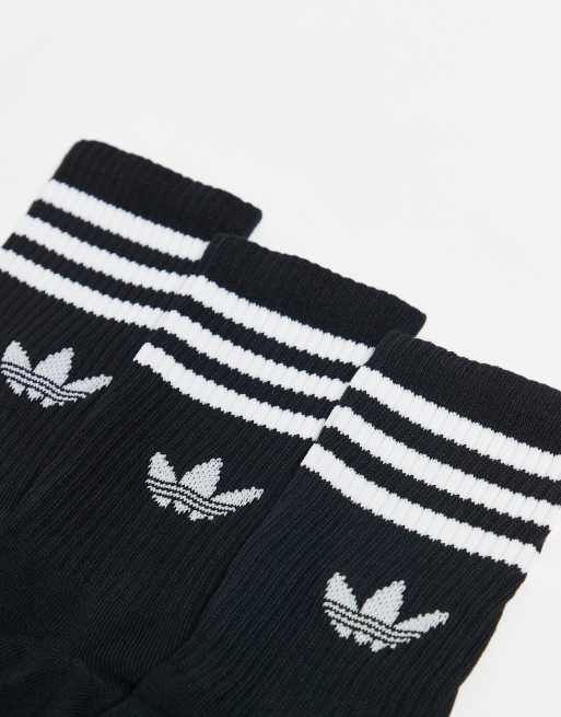 adidas Originals – adicolor Trefoil – Crew-Socken in Schwarz mit Dreiblattlogo im 3er-Pack, 2 von 3