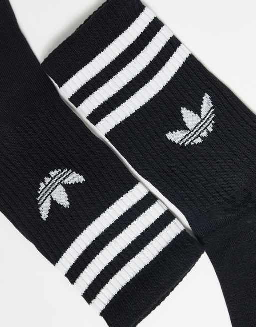 adidas Originals – adicolor Trefoil – Crew-Socken in Schwarz mit Dreiblattlogo im 3er-Pack, 3 von 3