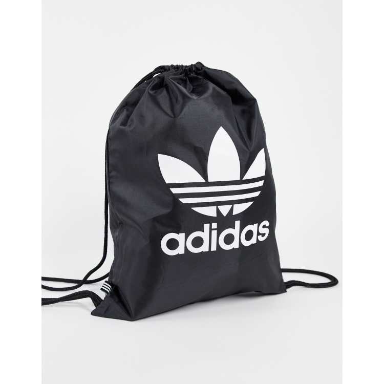 adidas Originals adicolor Trefoil drawstring bag in black ASOS
