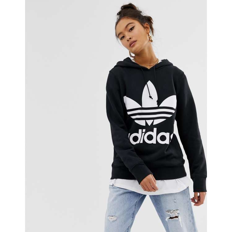 Adidas originals adicolor trefoil hoodie in black new arrivals