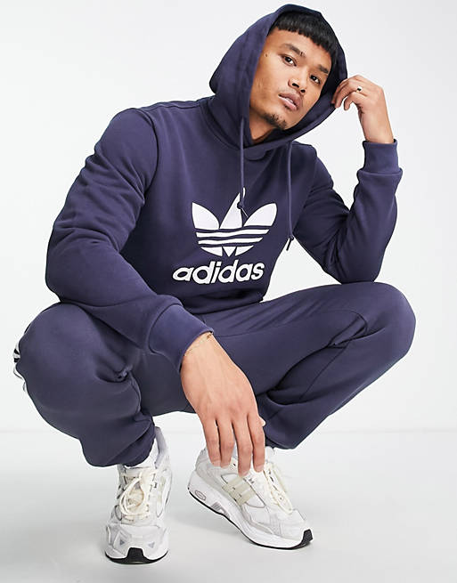 adidas Originals Adicolor Trefoil hoodie in blue | ASOS