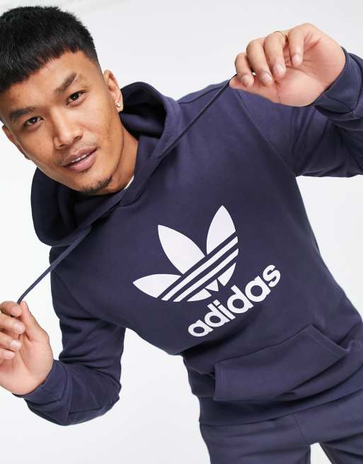 adidas navy trefoil hoodie