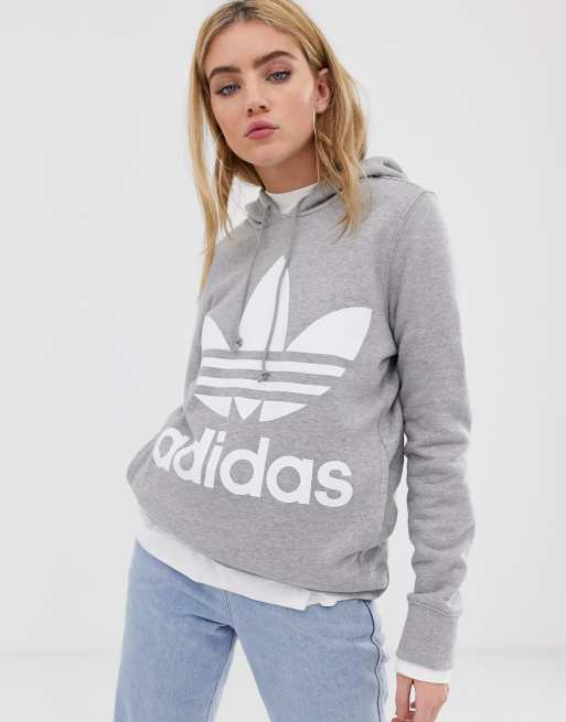 adidas Originals adicolor Trefoil Hoodie In Gray