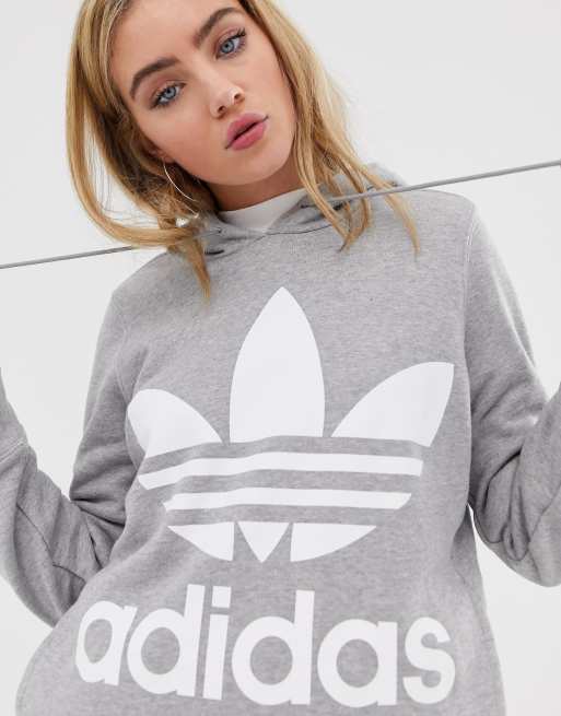 adidas Originals adicolor Trefoil Hoodie In Grey ASOS