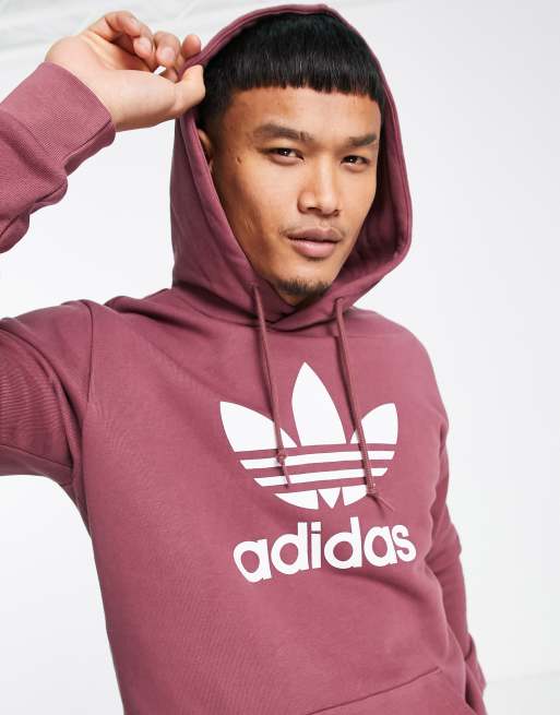 adidas Originals Adicolor Trefoil hoodie in quiet crimson red