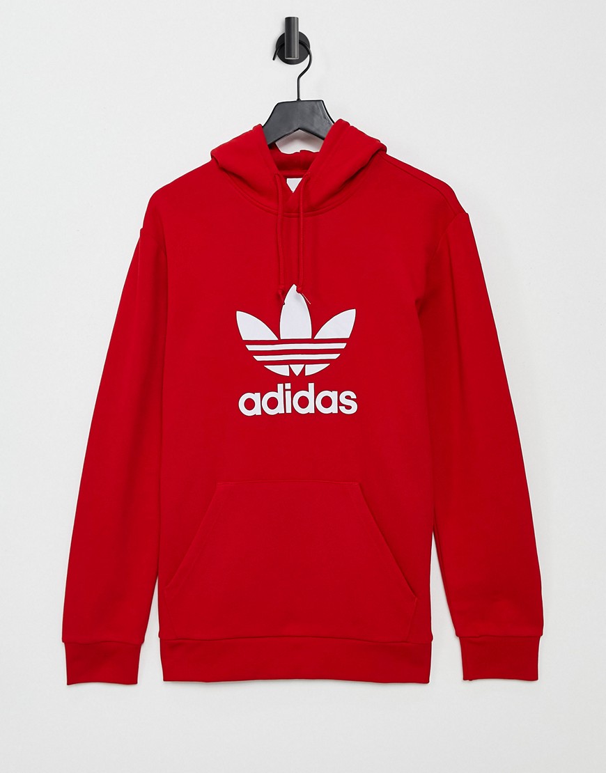 Adidas Originals adicolor trefoil logo hoodie in red