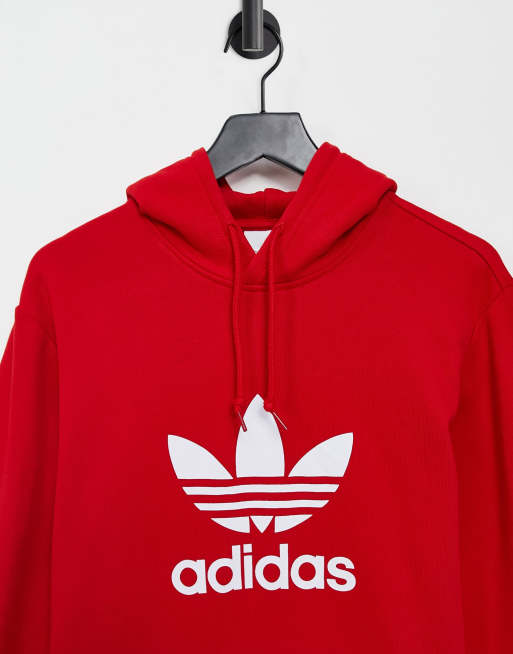 Red trefoil hoodie cheap
