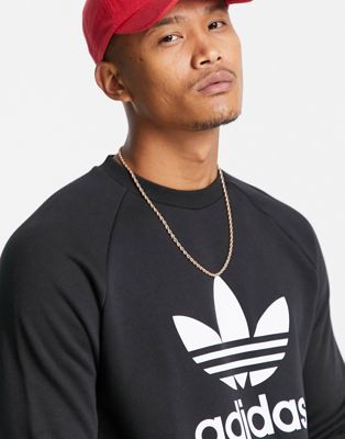 adidas Originals adicolor trefoil logo sweatshirt in black