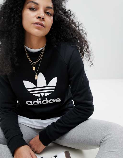 Adidas Originals adicolor trefoil oversized sweatshirt in black