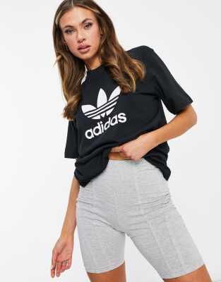 adidas Originals adicolor trefoil oversized t-shirt in black