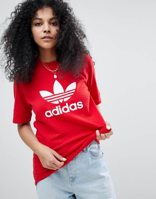 Red addidas tshirt sale