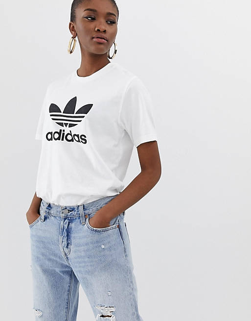adidas Originals adicolor trefoil oversized t-shirt in white | ASOS
