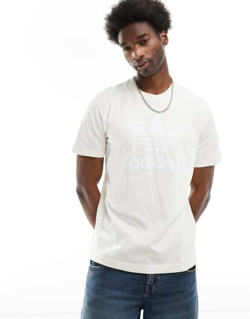 adidas Originals – Adicolor Trefoil – T-Shirt in Beige mit Dreiblatt-Logo