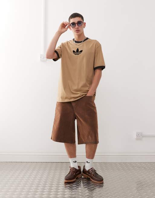 adidas Originals Adicolor trefoil t-shirt in brown