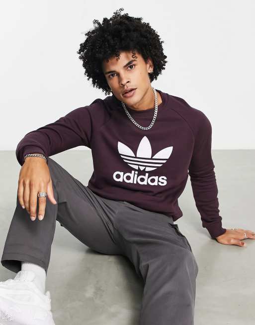 Adidas trefoil crew maroon hotsell