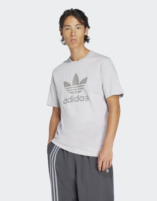 adidas Originals Adicolor trefoil tee in grey two