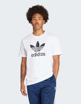adidas Originals Adicolor trefoil tee in white