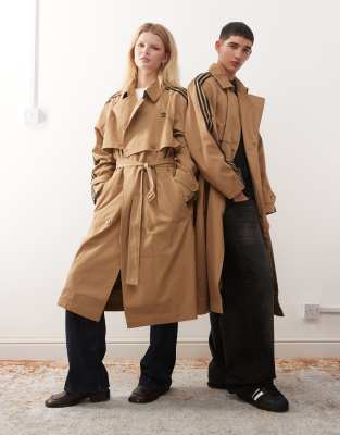 adidas Originals - Adicolor - Trenchcoat in Beige-Schwarz