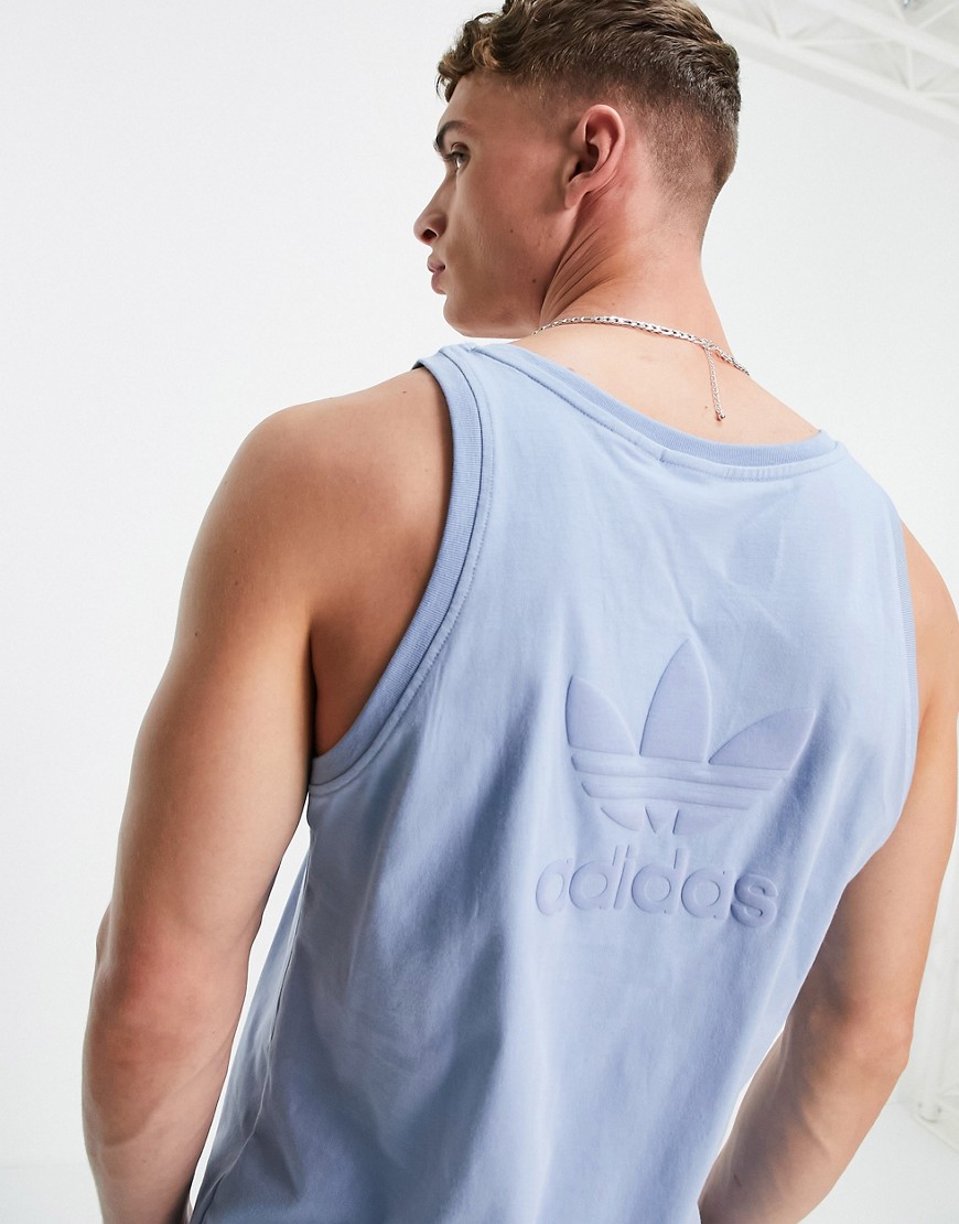 Adidas Originals adicolor treoil marshmallow tank in blue-Black