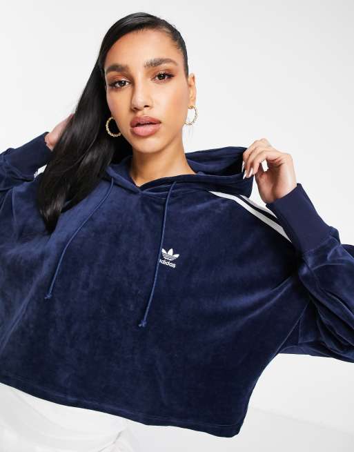 Adidas velvet cropped hoodie deals