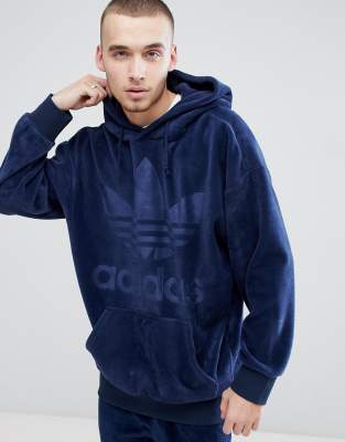 adidas Originals adicolor Velour Hoodie In Oversized Fit In Navy CW1327 |  ASOS