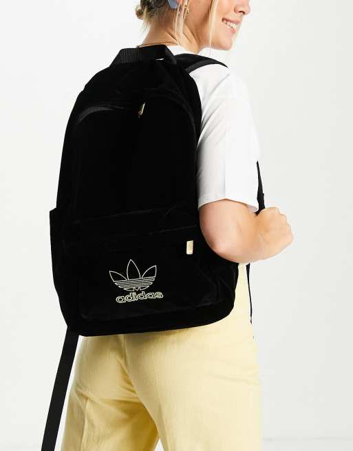 adidas Originals adicolor velvet backpack in black