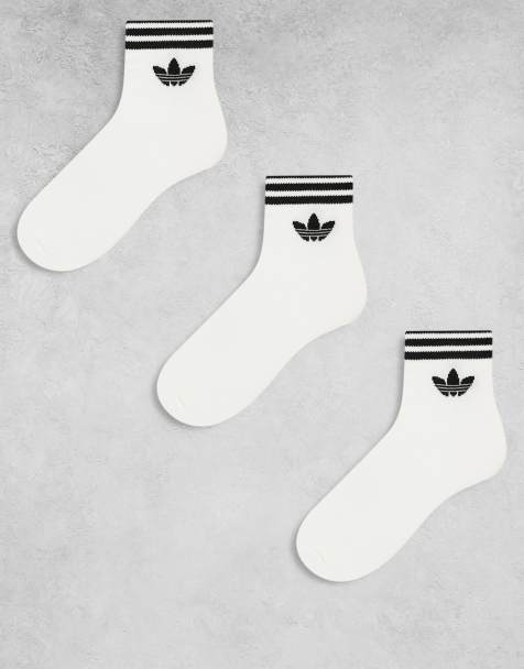 adidas Originals – adicolor – Vita ankelstrumpor med treklöverlogga, pack om 3 - view 1