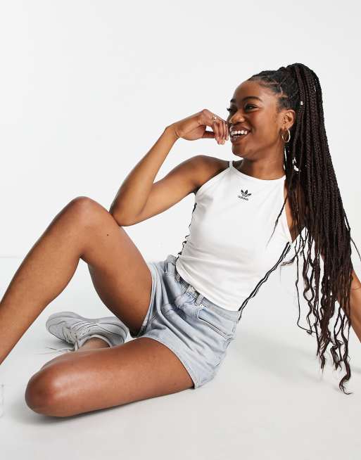 adidas Originals – Adicolor – Vitt linne med 3 ränder