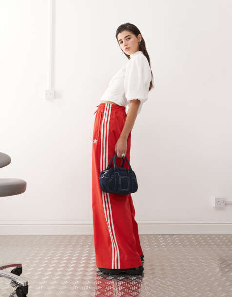 adidas Originals Adicolor wide leg track pants in red - view 1
