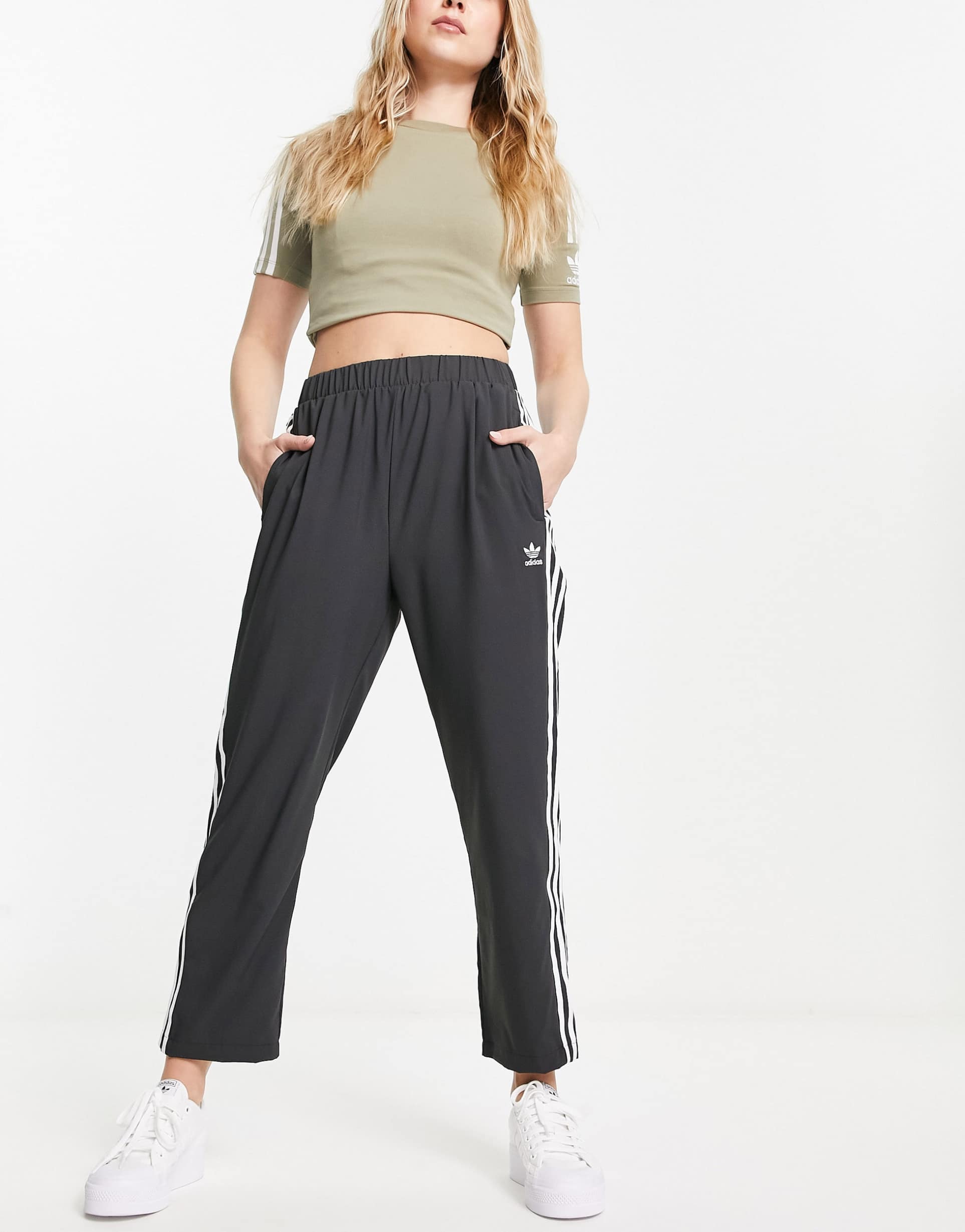 adidas Originals adicolor woven joggers in black