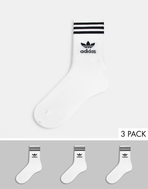 adidas Originals – adicolor – Zestaw 3 par białych skarpetek do kostki z logo Trefoil