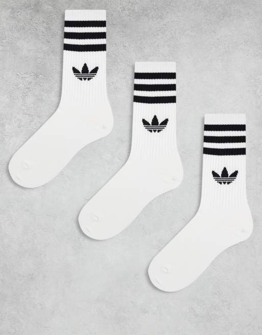 adidas Originals – Adicolor – Zestaw 3 par klasycznych białych skarpetek z logo Trefoil