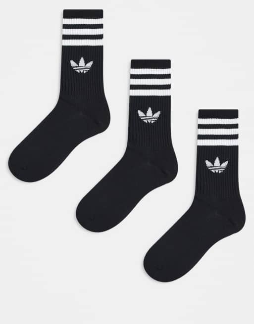 adidas Originals – adicolor – Zestaw 3 par klasycznych czarnych skarpetek z logo Trefoil
