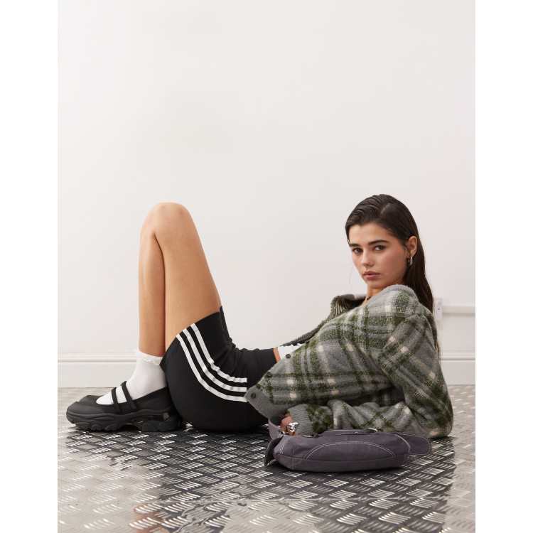 adidas Originals Adicolour 3 stripe booty shorts in black